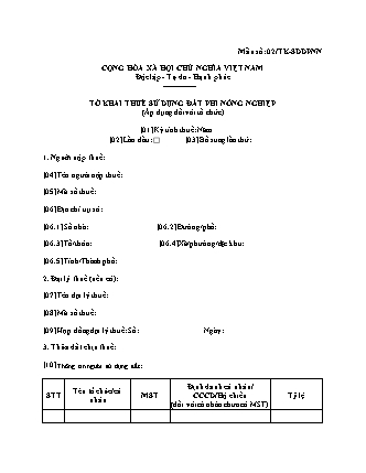Tờ khai thuế sử dụng đất phi nông nghiệp (Áp dụng đối với tổ chức) - Mẫu số 02-TK-SDDPNN - Nghị định 373-2025-NĐ-CP