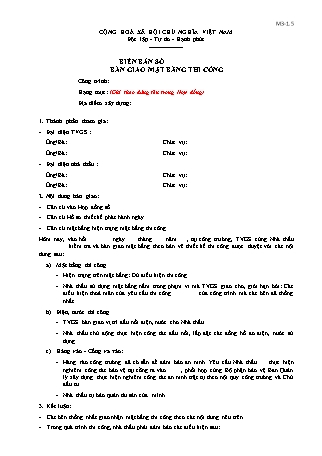Biên bản bàn giao mặt bằng thi công 2 bên