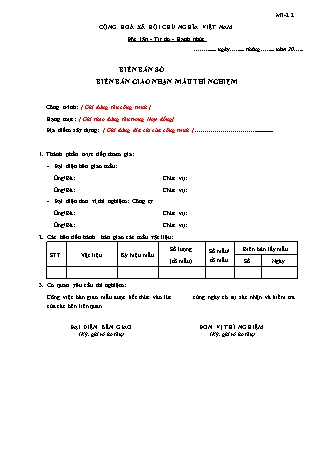 Biên bản giao nhận mẫu thí nghiệm