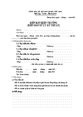 Biên bản hiện trường (Biên bản xử lý kỹ thuật)
