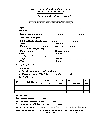 Biên bản khoan mẫu bê tông nhựa