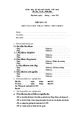 Biên bản kiểm tra, chấp thuận phòng thí nghiệm