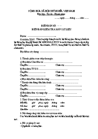 Biên bản kiểm tra mỏ