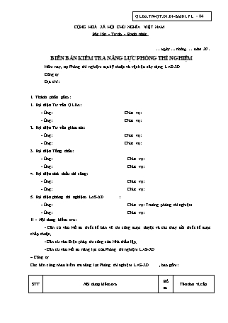 Biên bản kiểm tra năng lực phòng thí nghiệm LAS-XD