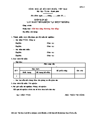 Biên bản lấy mẫu thí nghiệm tại hiện trường