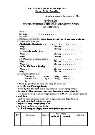 Biên bản nghiệm thu hoàn thành giai đoạn thi công