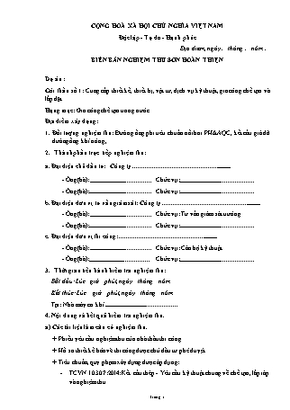 Biên bản nghiệm thu sơn