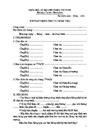 Biên bản thống nhất vị trí đổ thải
